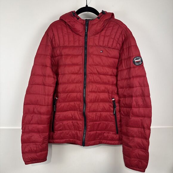Tommy Hilfiger Women's Sport Quilted Bomber Jacket Red Size Small